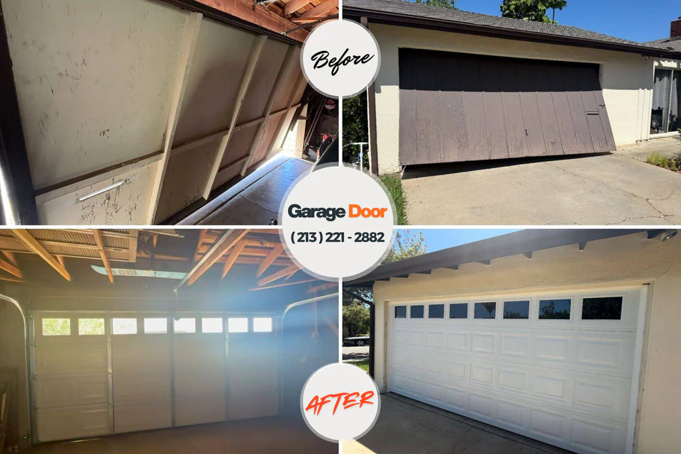 Before and after: garage door repair Dearborn Heights, MI